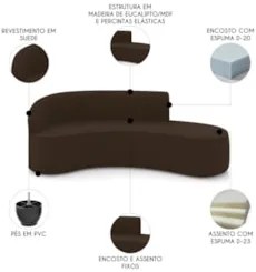 Sofá 4 Lugares 220cm Wendi e Poltrona Steve Suede Marrom I01  - Mpozen