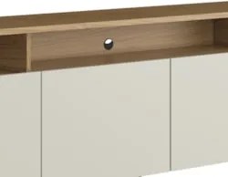 Rack TV 55 Pol 180cm Portas Lisas Blen Louro/Luna/Preto I06 - Mpozenat