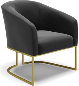 Cadeira Sala de Jantar Base Industrial Dourado Kit 2 Stella Suede D03 - D'Rossi - Preto