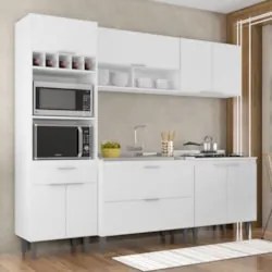 Armário de Cozinha CP05 Com Pia 100cm Pérola Z34 Branco     - Mpozenat