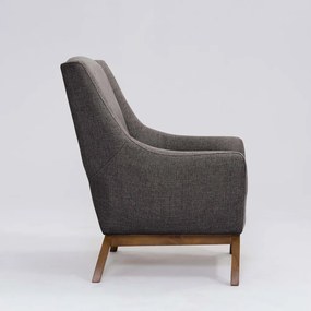 Poltrona Decorativa Mildred D07 Pés Madeira Linho Mescla Marrom - D'Rossi