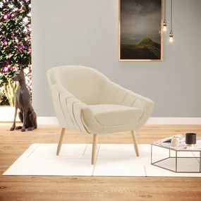 Kit 02 Poltronas Giovana Corino Pés Palito Natural - Indo Decorar - Bege