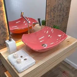 Cuba Pia de Apoio para Banheiro Abaulada Luxo 42 C08 Rosa - Mpozenato