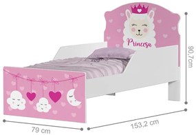 Mini Cama Infantil 153,2x79cm com Proteção Lateral Personagens K02 - D'Rossi - LHAMA PRINCESA