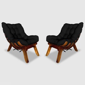 Conjunto 2 Poltrona Decorativa Costela Veludo Preto
