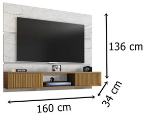 Painel Para TV Âmbar Carrara/Cinamomo/Ripado– Móveis Bechara