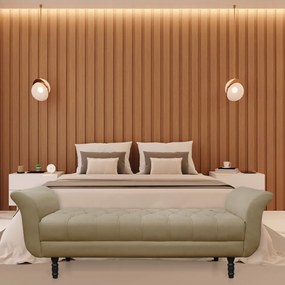 Recamier Olinda Suede 160 cm Pés Torneados Tabaco - D'Rossi - Marrom Rato
