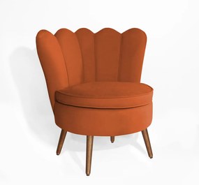 Poltrona Decorativa Dália Pés Palito Veludo Telha