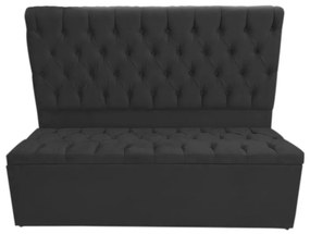 Cabeceira com Calçadeira Baú Casal King 195cm Nicole Suede Preto - Sheep Estofados - Preto