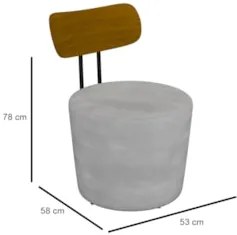 Poltrona Decorativa para Sala de Estar Redonda 53cm Le Moon Z32 Veludo