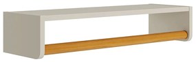 Prateleira com Cabideiro Theo Areia Fosco com Madeira - 70cmx20cmx13cm - Prateleira com Cabideiro Theo Areia Fosco com Mel - 70cmx20cmx13cm