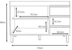 Balcão Gabinete Para Pia 120cm Sem Tampo 2 Portas Karen Z49 Branco - M