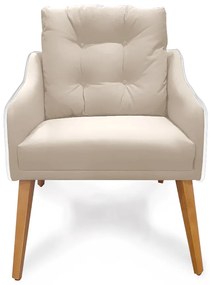 Poltrona Decorativa Delta Pés Palito Corano Branco / Veludo Bege - Sheep Estofados - Veludo Bege