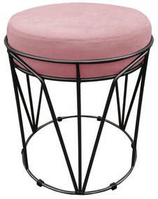 Kit 02 Puffs Multiuso com Mesa Babu 2 em 1 Suede Base Preto D'Rossi - Rose