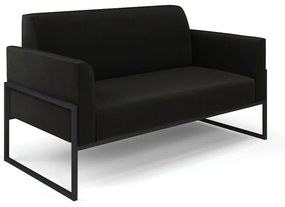 Sofá Namoradeira com 2 Poltronas Base Industrial Alta Preto Marisa Suede D03 - D'Rossi - Preto