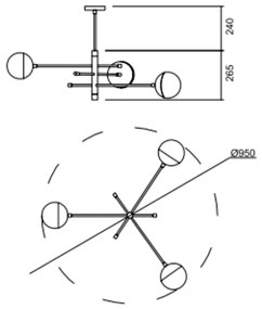 Plafon De Sobrepor Satélite C/ 03 Globos Ø95X26,5X50,5Cm 3L G9 Metal E... (BT - Branco Texturizado, AMBAR)