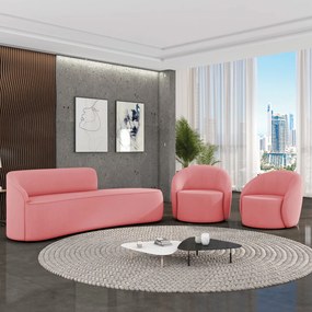 Sofá 4 Lugares Orgânico 220cm Morgan e Poltrona Lua Suede Rosê D03 - D'Rossi