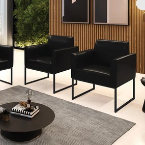 Kit 2 Poltronas Base Industrial Preto Marisa Corano - Preto