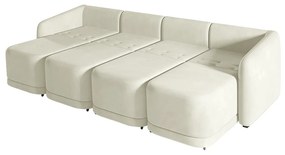 Sofá Cama Modulado Retrátil e Reclinável Decorativo Varsóvia 436cm Veludo Bege G33 - Gran Belo