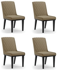 Cadeira Sala de Jantar Base Madeira Preto Kit 4 Sofia Suede Azul Marinho D03 - D'Rossi - Marrom Rato