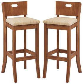 Kit 2 Banquetas Decorativas Sala de Jantar Dora com Estofado Linho Bege G42 - Gran Belo
