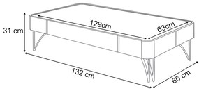 Mesa de Centro Rennes Decorativa MDP/MDF Pés de Aço Off White/Champagne G26 - Gran Belo