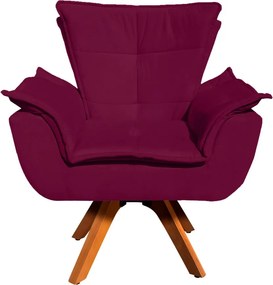 Poltrona Sala de Estar Giratória MM30 Kit 2 Opalla Suede - Vinho
