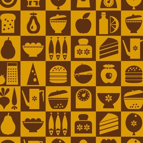 Papel de parede adesivo cozinha marrom e mostarda