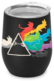 Copo Inox Corpo Duplo 400 ml Fosco Gato Prisma Cats Geek - Preto