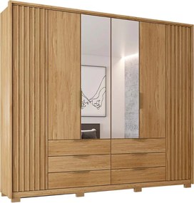 Guarda Roupa Essence Casal Ripado 6 Portas de bater com 2 Espelhos 6 Gavetas MDP Buriti G11 - Gran Belo