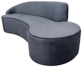 Sofá 3 Lugares Eros D07 Curvo 210cm Braço Esquerdo Veludo Cinza - D'Rossi