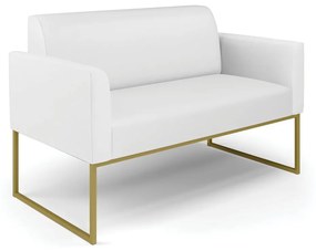 Sofá Namoradeira Base Industrial Dourado Marisa Corino D03 - D'Rossi - Branco