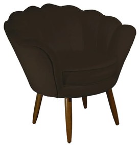 Poltrona Decorativa Pétala Pés Palito Suede Marrom - Sheep Estofados