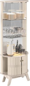 Cristaleira de Vidro com Led 67cm Sala de Jantar Ravion M20 - D'Rossi - Calacata e Off White