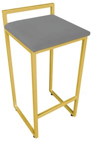 Banqueta Alta Industrial Pietra Suede Grafite Base Dourado D'Rossi