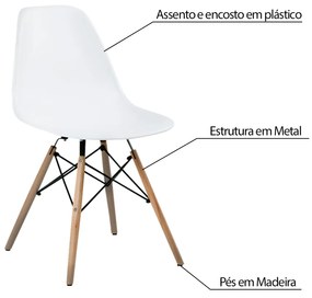 KIT 5 Cadeira Decorativa para Sala e Cozinha Garabit Branco G04 - Gran Belo
