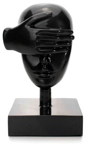 Escultura Decorativa Máscara Rosto Cego Em Cerâmica Grafite 25x15 Cm - D'Rossi