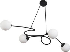 Pendente Tie 86,7X42X18,3Cm 4Xg9 Globo Ø12Cm - Usina 25100/90 (PT - Preto Texturizado, FOSCO)