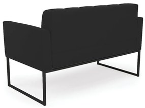 Kit 1 Sofá Namoradeira e 2 Poltronas Elisa Veludo Base Metálica Industrial Preto - D'Rossi - Preto