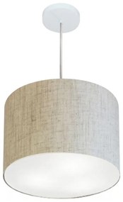 Lustre Pendente Cilíndrico Md-4212 Cúpula em Tecido 40x30cm Rustico Bege - Bivolt