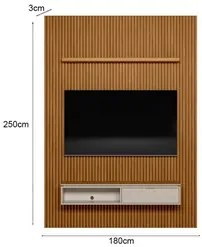 Painel Ripado para TV 75 Pol. com Bancada 180cm Premium Plus L06 Natur