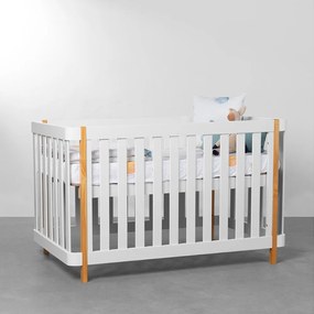 Berço Mini Cama Curvo Cami - Branco e Amêndoa