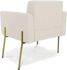 Poltrona Para Sala Pé Metal Dourado Kit 2 Ana Linho Bege - Ibiza