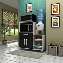 Kit 2 Armários Multiuso Irlanda com Fruteira Branco/Preto - Lumil Móve