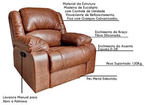 Poltrona do Papai Reclinável Manual Magnum PU Sintético Marrom G23 - Gran Belo