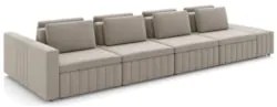 Sofá Ilha e Puff Sala Living 465cm Siesta Z32 Veludo Bege - Mpozenato