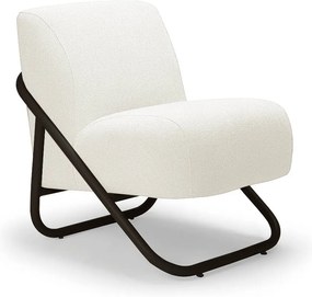 Poltrona Sala Decorativa Industrial Preto Martina Bouclê K01 - D'Rossi - Off White