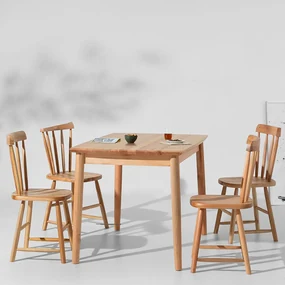 Conjunto Mesa Mia 1,20x80m com 4 Cadeiras Mia – Natural