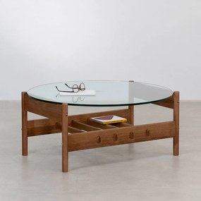 Mesa de Centro Arp Redonda Nozes 90cm