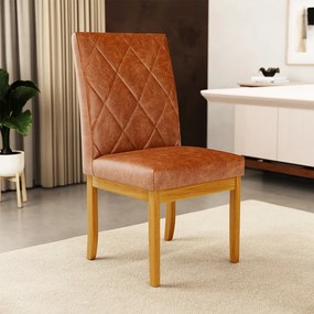 Kit 5 Cadeiras de Sala de Jantar Estofadas Gomes Madeira Maciça PU Marrom G78 - Gran Belo